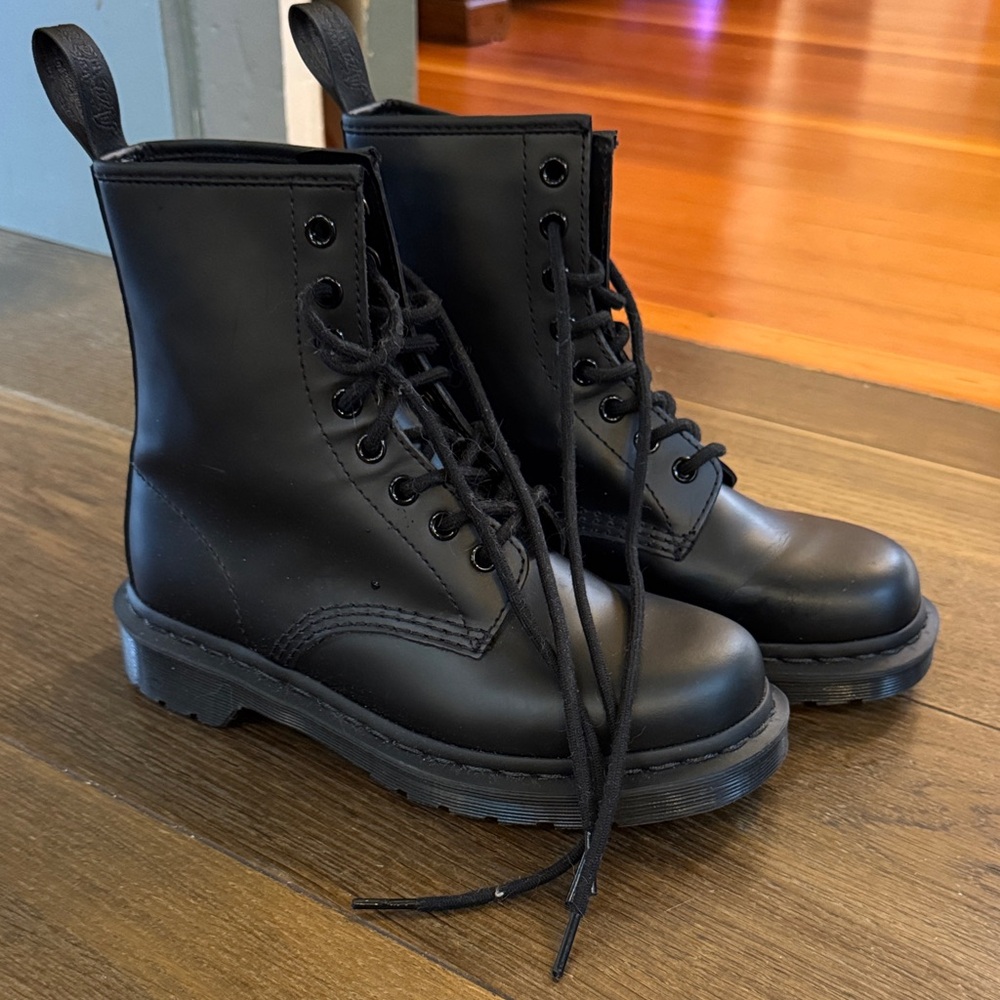 Black Lace-Up Combat Boots
